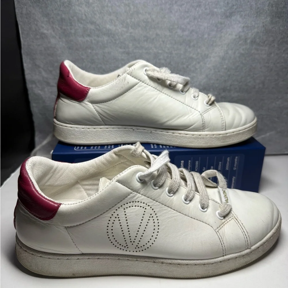 Valentino White and Pink Leather Sneakers size 7